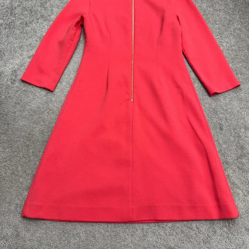 Kate Spade 3/4 Sleeve A-Line Shift Midi Dress Womens 6 Bright Pink Coral Stretch